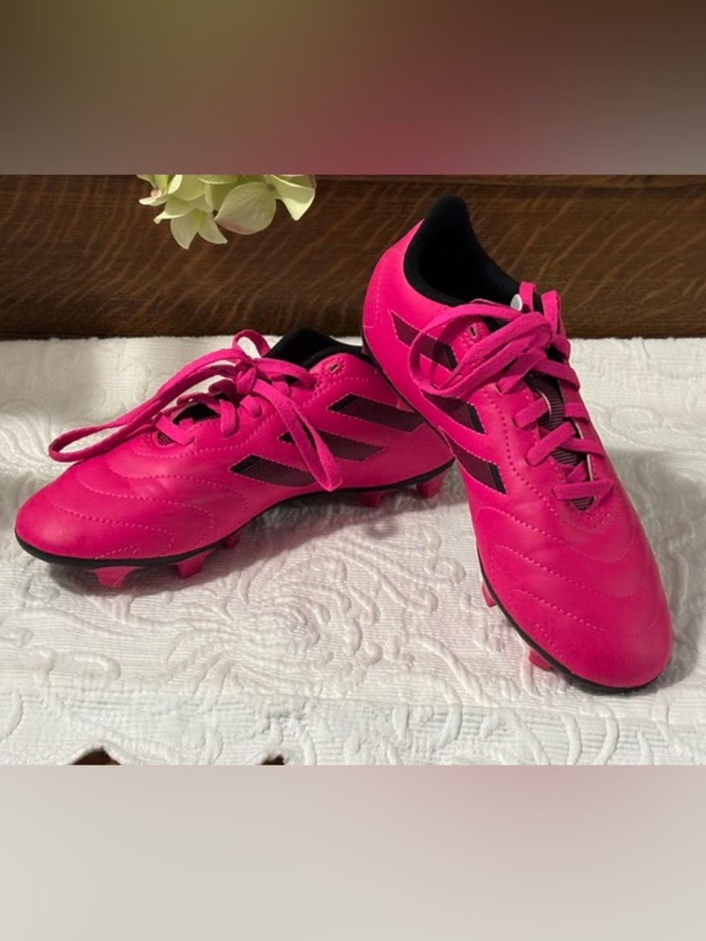 Girls’ Hot Pink Adidas Soccer Cleats - Size US 5